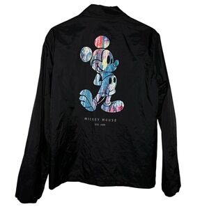 Neff x Disney Mickey Mouse Men's Coach Jacket Black Size M Tie Dye Graphic Nylon